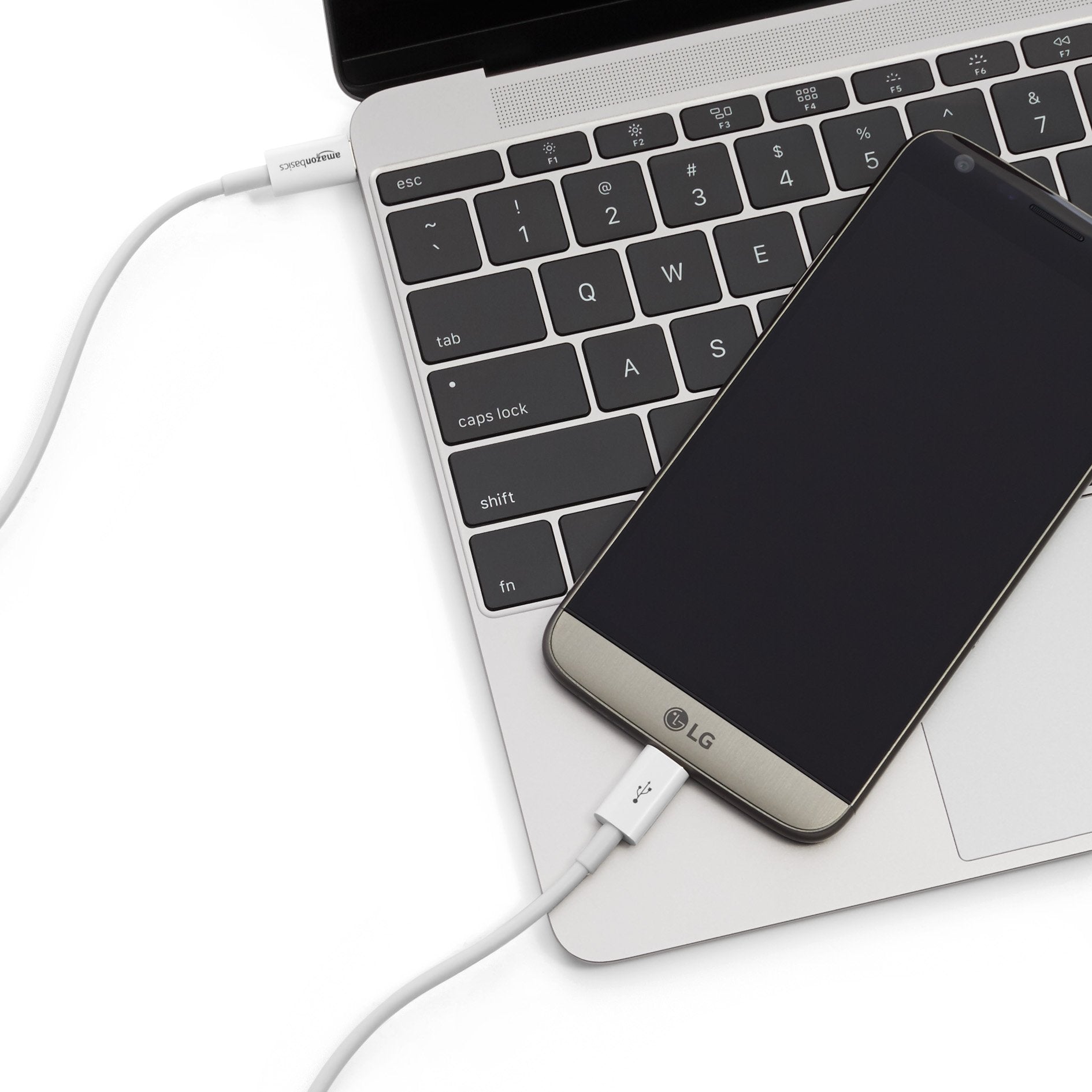 AmazonBasics Cable USB tipo C a USB tipo C - 6 pies (1.8 metros), color blanco